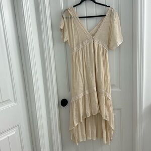 Flowy Cream Beach/Boho High Low Dress